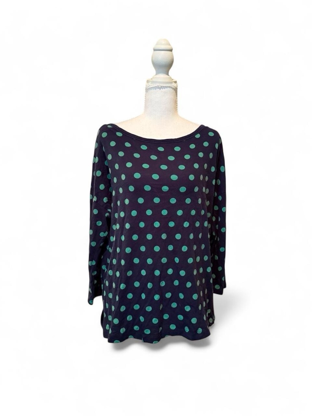 Navy Blue Green Polka Dot Tommy Hilfiger Top